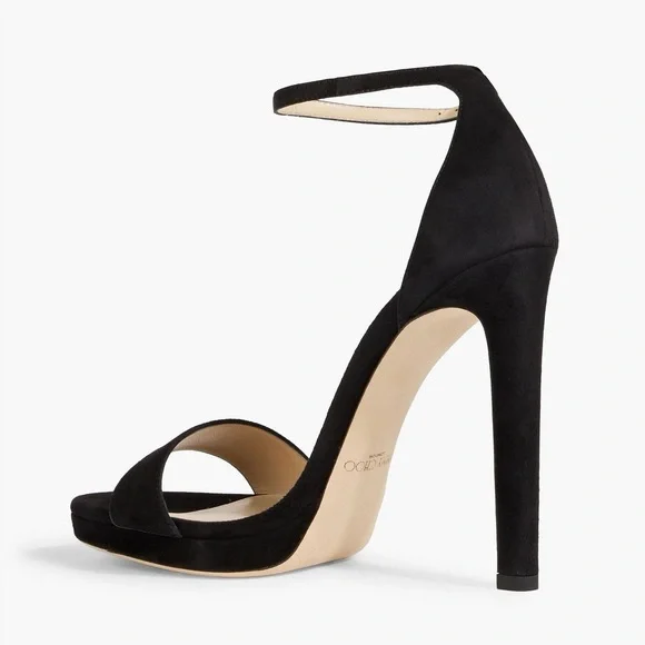 Jimmy Choo Alva 120 Suede Women's Heel Sandals- Black - Picture 3 of 11